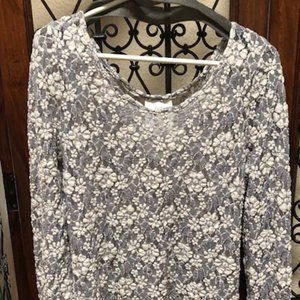 Womens Lavendar/Ivory Long Sleeve Lace Top Size Large